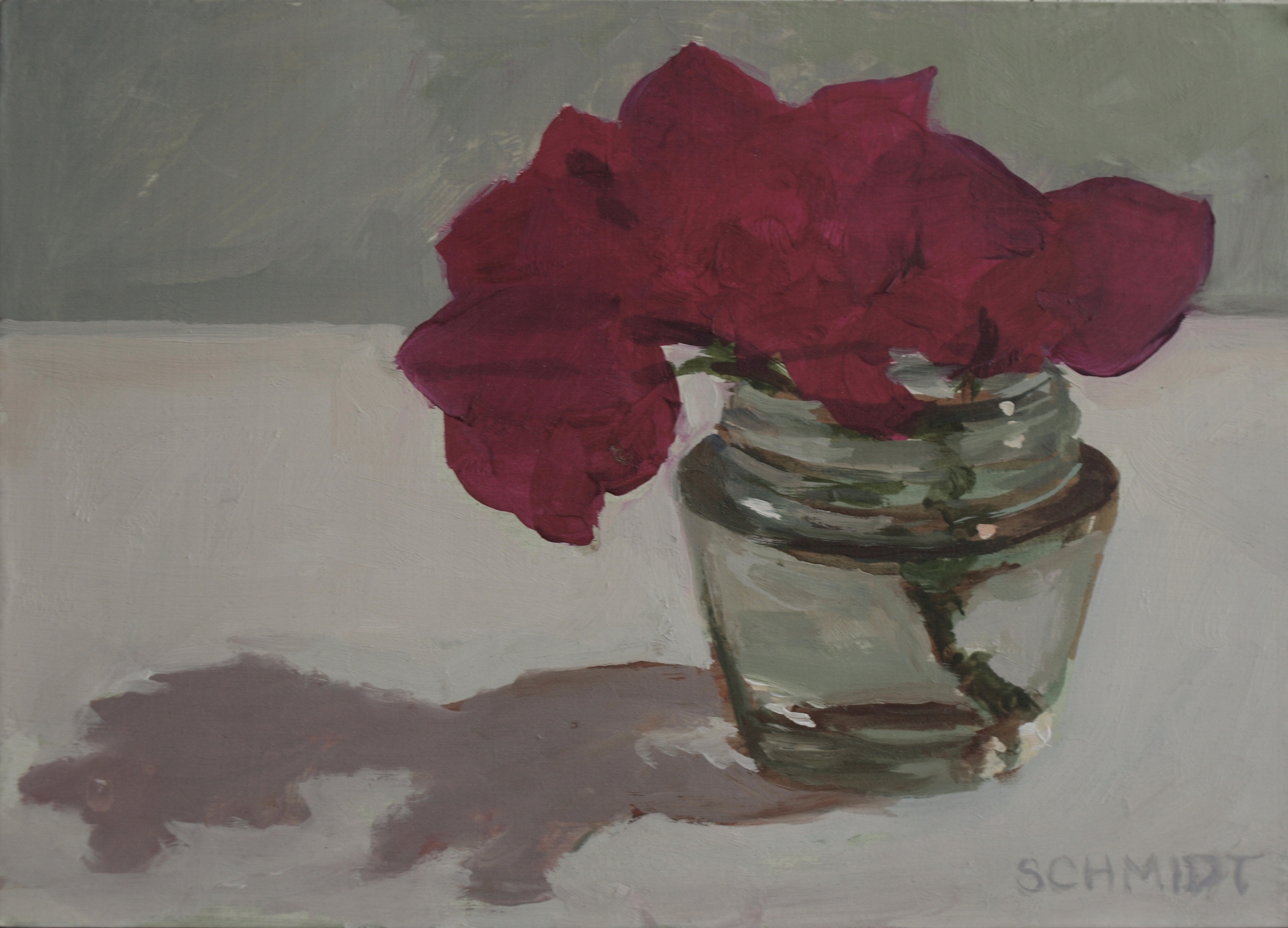Fucsia bougainvillea in clear vichy jar